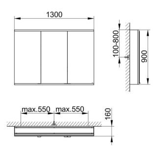 Зеркальный шкаф Keuco Royal Modular 800311131100200 130 см